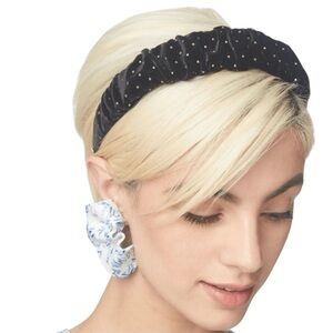 NWT Lele Sadoughi Jet Dot Black Velvet Kelly‎ Headband